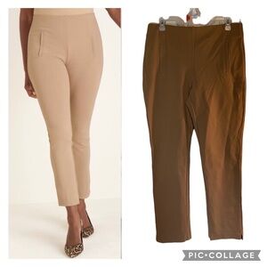 Chicos So Slimming Juliet Slim Ponte Knit Pull On Women Cropped Ankle Tan Pant 8